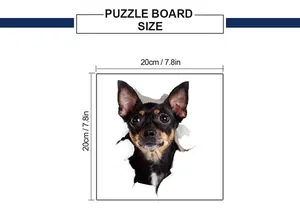 Tableau des tailles pour autocollant mural chien 3D carré 20x20cm avec dimensions