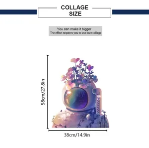 Size chart showing 58x38cm dimensions for astronaut and floral wall stickers