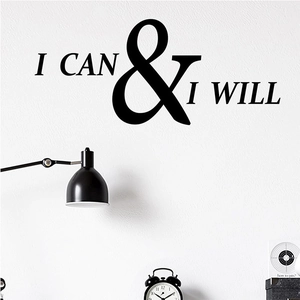 Modern Minimalist I CAN & I WILL Motivational English Letters Wall Sticker Removable PVC Decal For Living Room Bedroom Office Decor