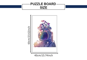 Vertical puzzle board size chart for space astronaut floral wall art measuring 40cm x 60cm
