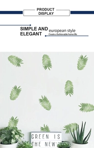 Detail of tropical palm leaf wall decals for nursery and party DIY decoration