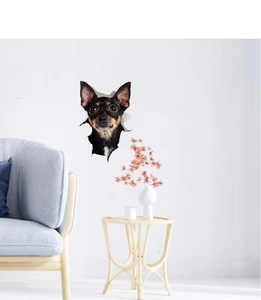 Sticker mural 3D avec chiot réaliste pour décoration de chambre d'enfant et salon