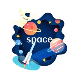 Space wall stickers featuring astronauts, rockets, and planets for kids room decoration