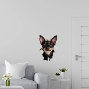Sticker mural 3D chiot mignon perçant le mur pour décoration de chambre d'enfant