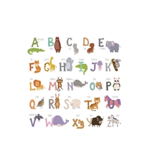 Educational animal alphabet wall stickers for kids room featuring cartoon ABC graphics