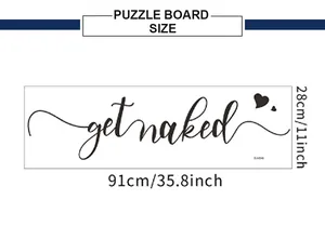 Size guide for Get Naked wall sticker featuring 91cm x 28cm dimensions and design details