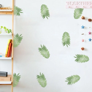 Set of tropical green leaf wall stickers for nursery and home DIY interior decoration