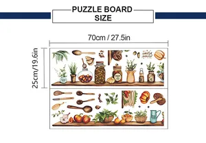 Tabella taglie con dimensioni 70x25cm per adesivi murali cucina e layout del puzzle board