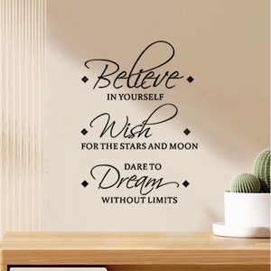 Inspirational black wall decals with geometric accents for modern living room decor