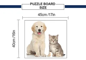 Detailed size chart for the cute puppy and kitten wall puzzle board 45cm by 40cm