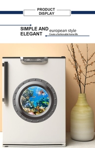 Détail de l'autocollant mural 3D hublot de sous-marin avec poissons et écran de -18 degrés