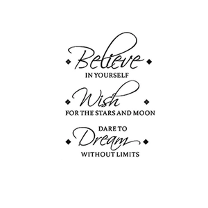 Inspirational Believe in Yourself wall decal with modern black typography for living rooms