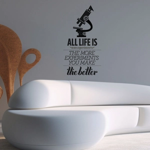 Vintage inspirational quotes wall decal with microscope art for home office decor