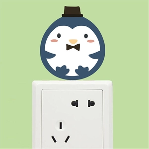 Kreative Lustige Cartoon Pinguin Katze Lichtschalter Aufkleber PVC Wandaufkleber Für Zuhause Steckdose Dekoration Zimmer