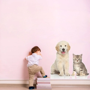 Simulation Dog Cat Wall Sticker DIY PVC Removable Animal Decal For Living Room Kids Bedroom Nursery Home Decoration