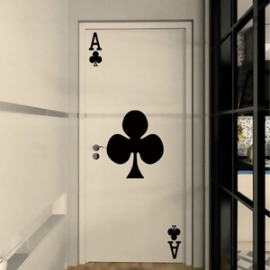 Creative Poker Card Ace Of Clubs Door Sticker Self Adhesive PVC Wall Decal For Bedroom Living Room Modern Home Decor