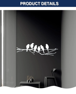 Detail of white bird on branch wall stickers made of matte PVC for modern home decor