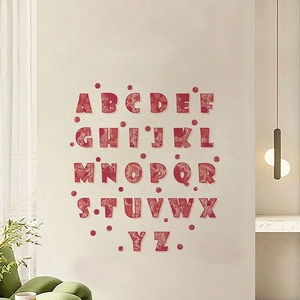 Lot de 26 stickers muraux alphabet rose à motifs floraux pour chambre d'enfant