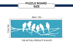 Detailed dimension guide showing 15x4 inch white birds on branches wall decal size