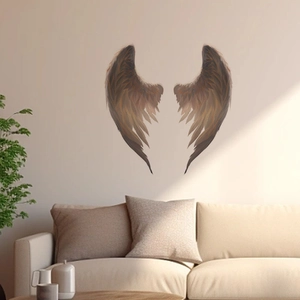 Minimalist wing wall art with bronze textured feathers for modern living room decor