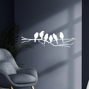 White Birds On Tree Branch Wall Sticker Removable PVC Silhouette Wall Decal For Bedroom Living Room Cabinet Decor