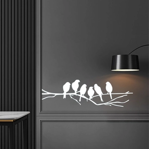 White bird on branch wall sticker silhouettes for bedroom and entryway wall decoration