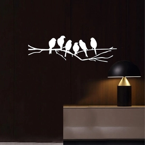 Minimalist white tree branch birds wall sticker set for modern bedroom and cabinet decor