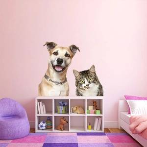3D realistic dog and cat wall sticker for kids bedroom and nursery home decoration