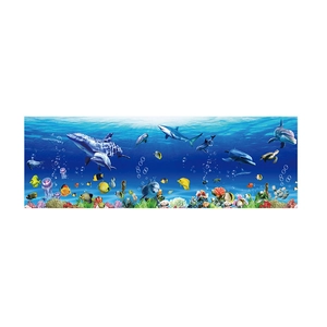 Underwater world wall sticker with dolphins, sharks and coral reefs for home decoration