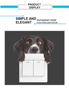 Close-up of Border Collie 3D dog wall sticker on elegant 2-gang light switch panel