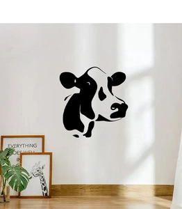 Minimalist black silhouette cow wall decal for farmhouse living room and home decor
