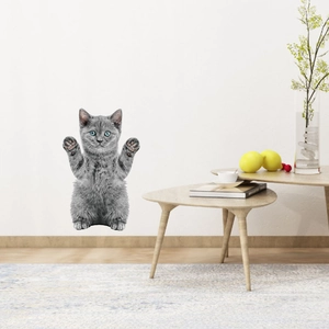 Sticker mural autocollant chaton gris mignon pour la décoration murale intérieure