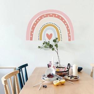 Bohemian rainbow wall stickers with heart design for Nordic kids room decor