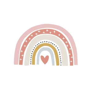 Bohemian rainbow wall sticker with heart and polka dots in Nordic Morandi colors
