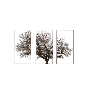 Nordic minimalist grey tree triptych wall art for living room and bedroom decor