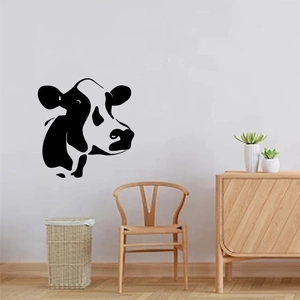 Minimalist black cow head silhouette wall sticker for modern farmhouse living room decor