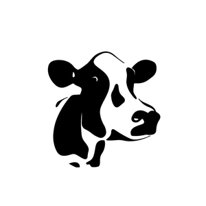 Minimalist black cow head silhouette wall sticker for home garden and farm decor