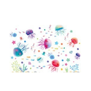 Cute ocean animal wall stickers with jellyfish and seahorse for bathroom decor