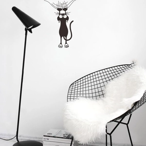 Creative black cartoon cat wall sticker for modern minimalist home interior decoration