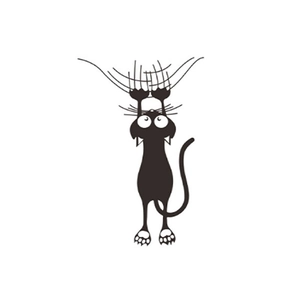 Funny cartoon black cat climbing wall sticker for creative home and car decoration