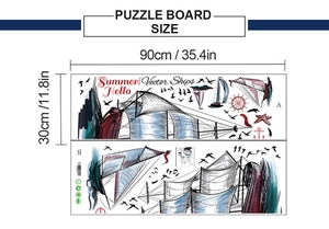 Detail view of the nautical wall sticker puzzle board showing dimensions 90cm by 30cm