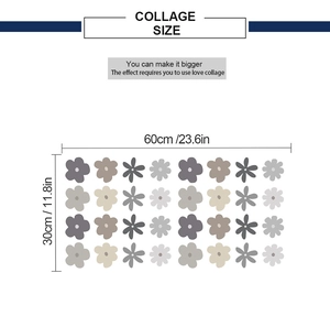 Detailed dimension layout of Morandi floral wall stickers measuring 60x30cm for home decor