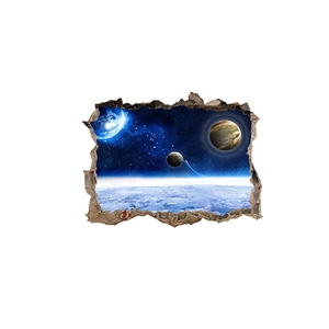 3D dreamlike broken wall space planet self-adhesive wall sticker for kids room decor