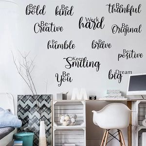 Motivational English Quotes Wall Stickers For Living Room Bedroom PVC Black Letter Decals Modern Home Background Decor