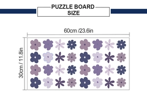 Detailed size specification chart for floral puzzle board measuring 60cm by 30cm