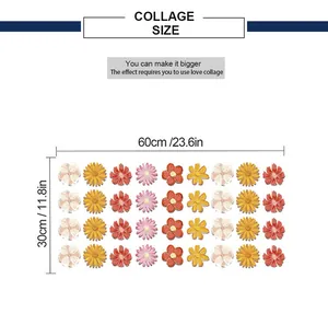Size guide for colorful daisy floral wall stickers measuring 60x30cm for DIY home decor