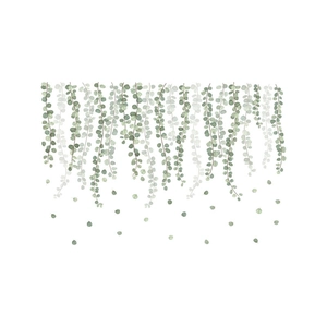 Nordic green eucalyptus leaf wall stickers with watercolor vine design for home decor