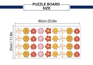 Size chart showing 60x30cm dimensions for floral wall stickers and puzzle board decoration