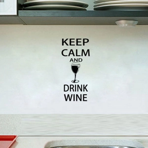 Keep Calm and Drink Wine decorative wall sticker for kitchen or dining room decor