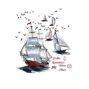Creative nautical wall stickers with sailboats, anchors and gulls for home decoration